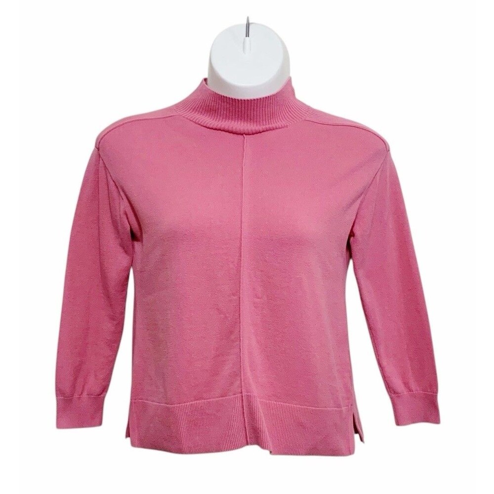 Karen Scott Sweater Womens Size Medium Mauve Pink Knit Long Sleeve Mock Neck